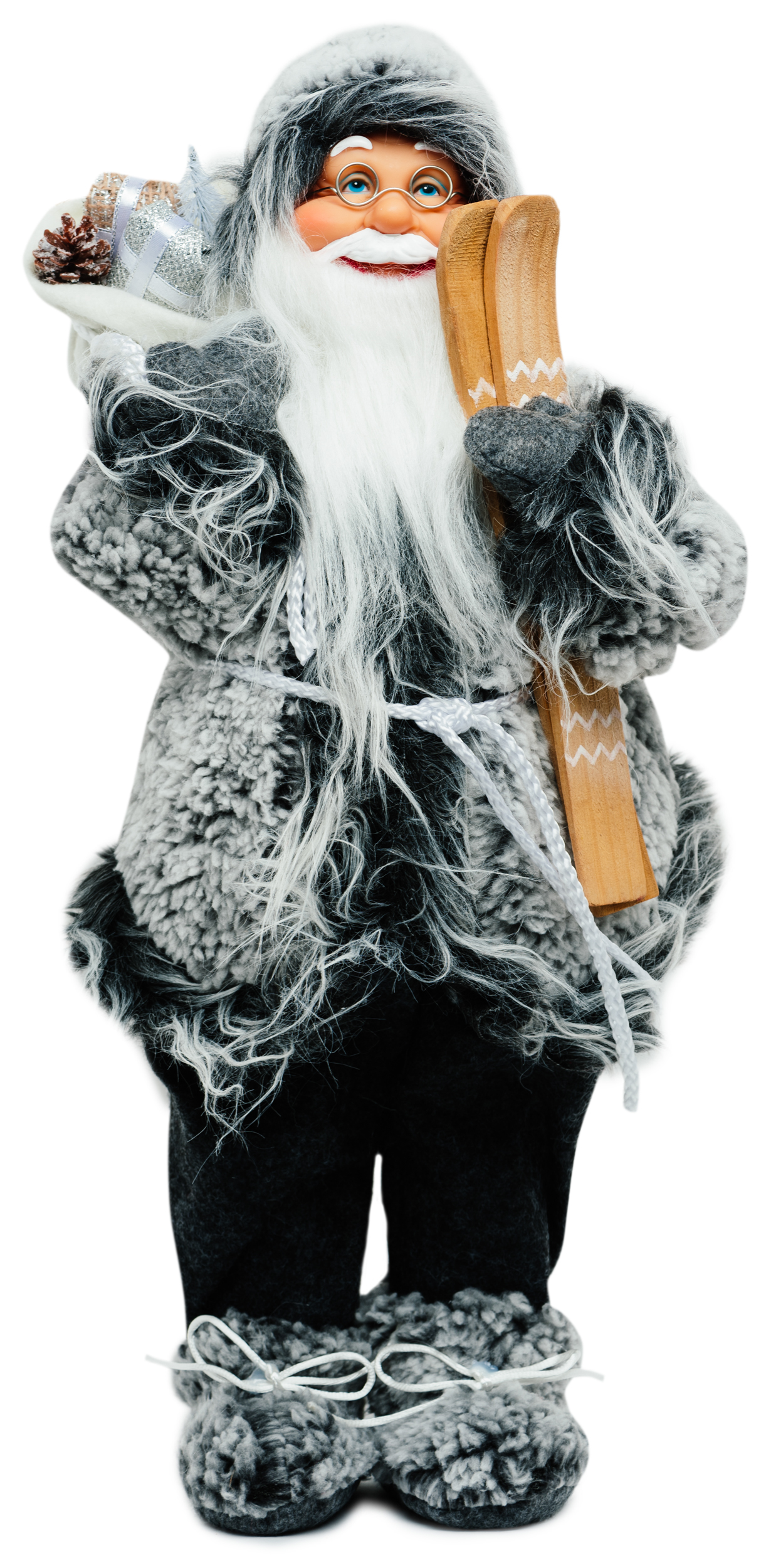 Изображение товара Игрушка Дед Мороз в серой шубе полиэстер 46 см