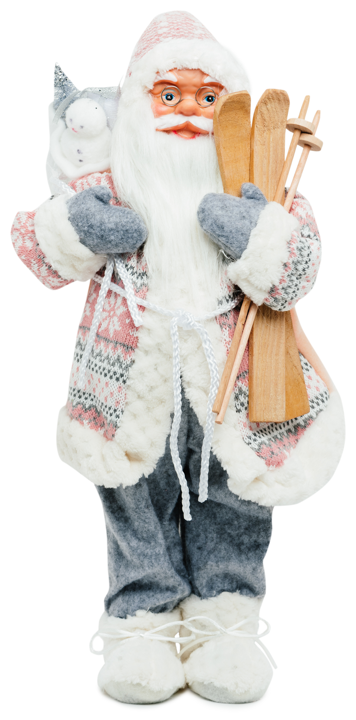 Изображение товара Игрушка Дед Мороз с лыжами полиэстер 46 см