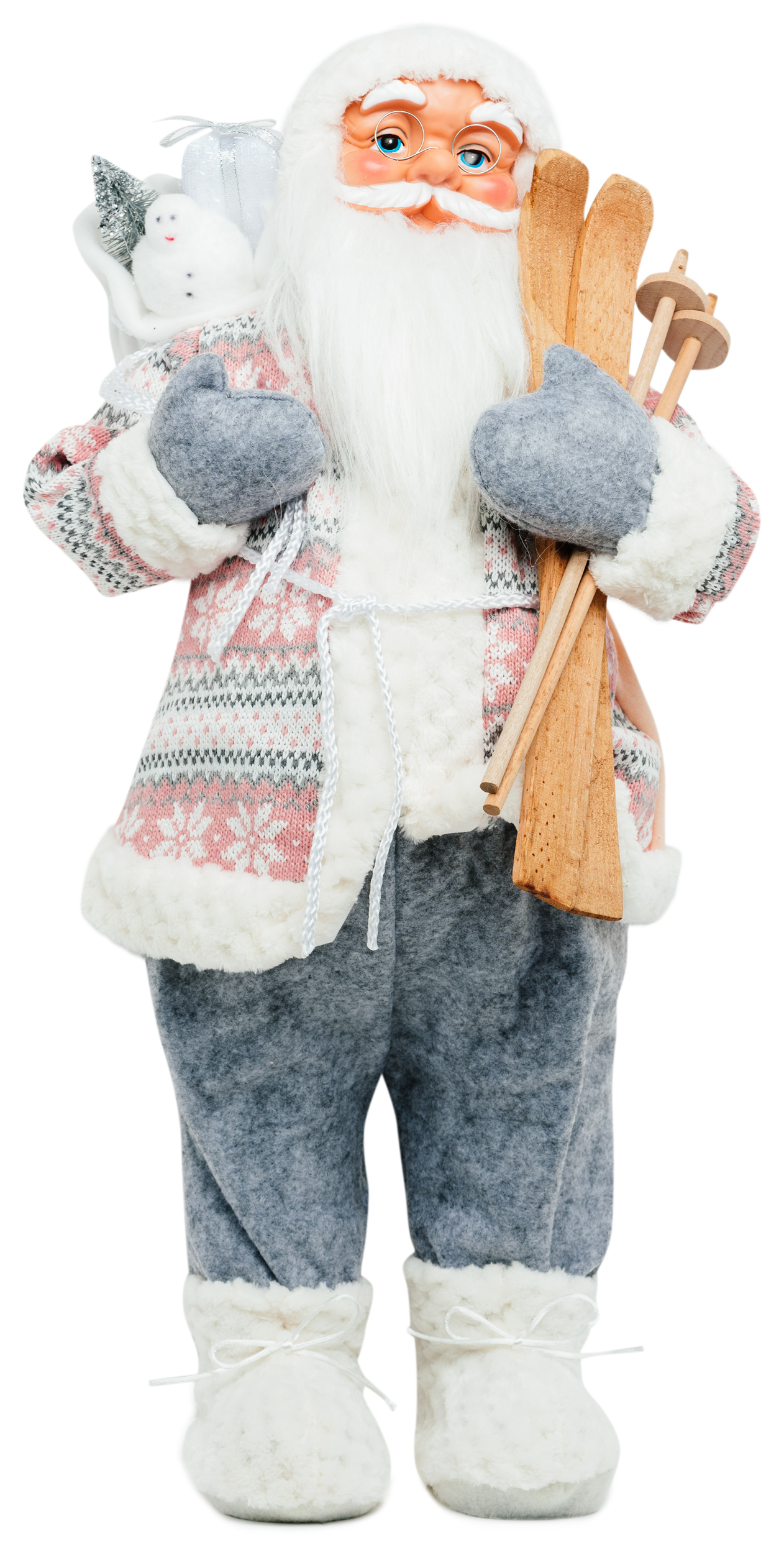 Изображение товара Игрушка Дед Мороз с лыжами полиэстер 60 см