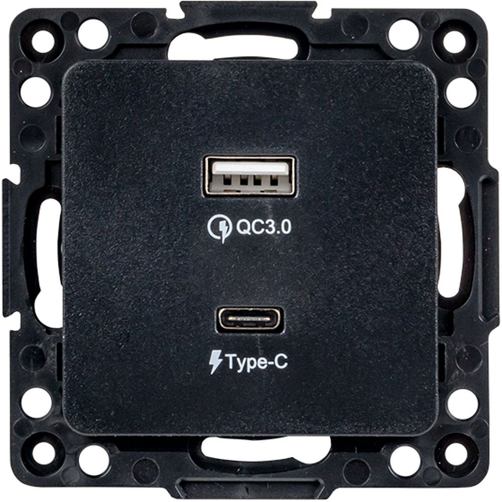 Изображение товара Розетка USB Type-A+C 2 поста EKF Стокгольм/PROxima черный