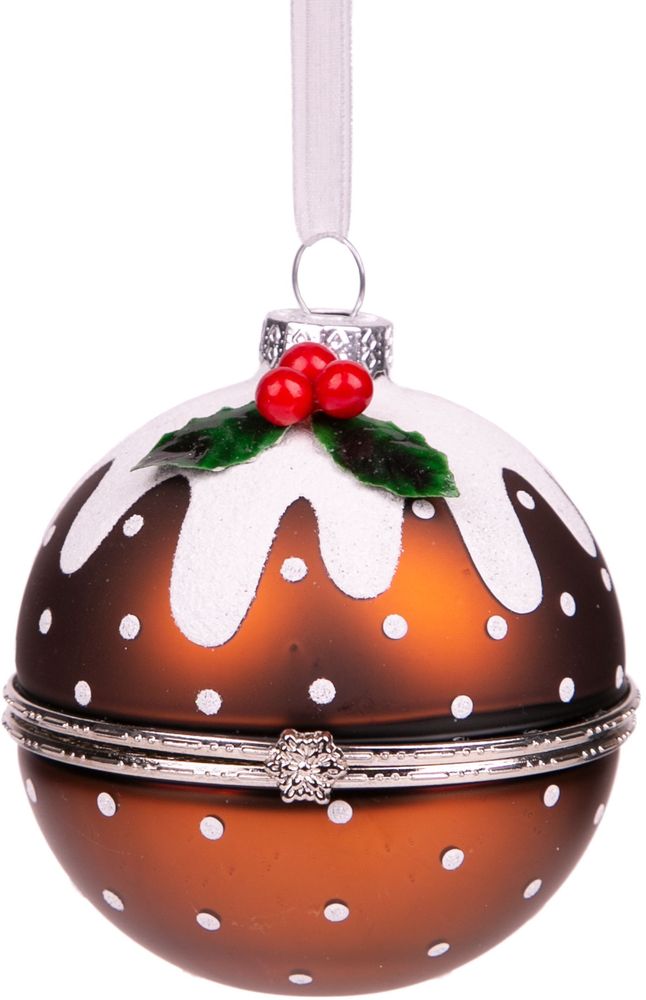 Изображение товара Новогодний шар ягодки 8x8x8 см с рисунком собаки мопса и замочком