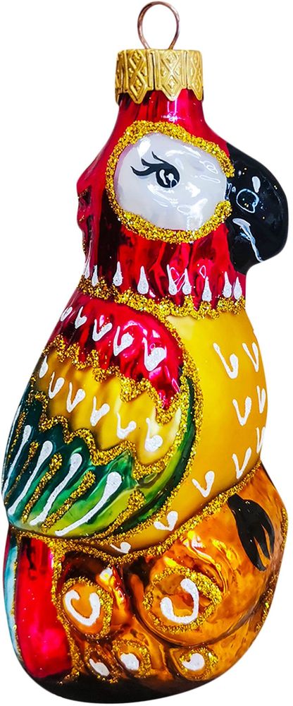 Изображение товара Ёлочная игрушка Попугай на дереве стекло 12 см праздничное украшение