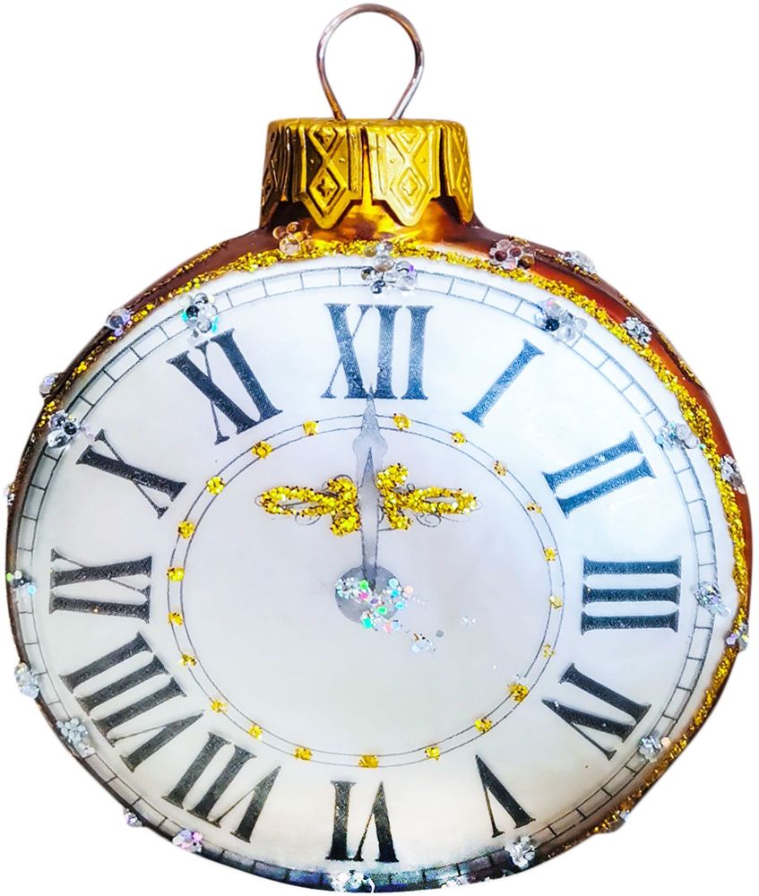 Изображение товара Ёлочная игрушка Часы круглые стекло 7,5 см для украшения
