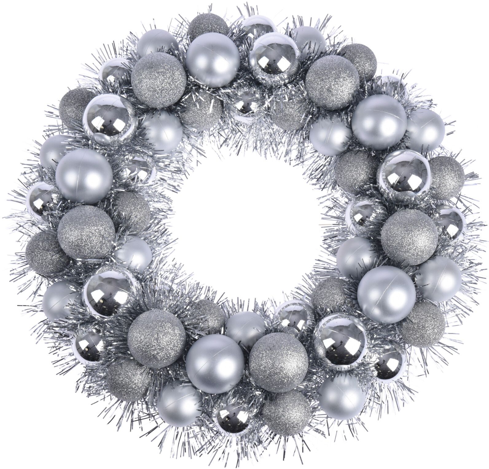 Изображение товара Венок с шарами серебро 39 см