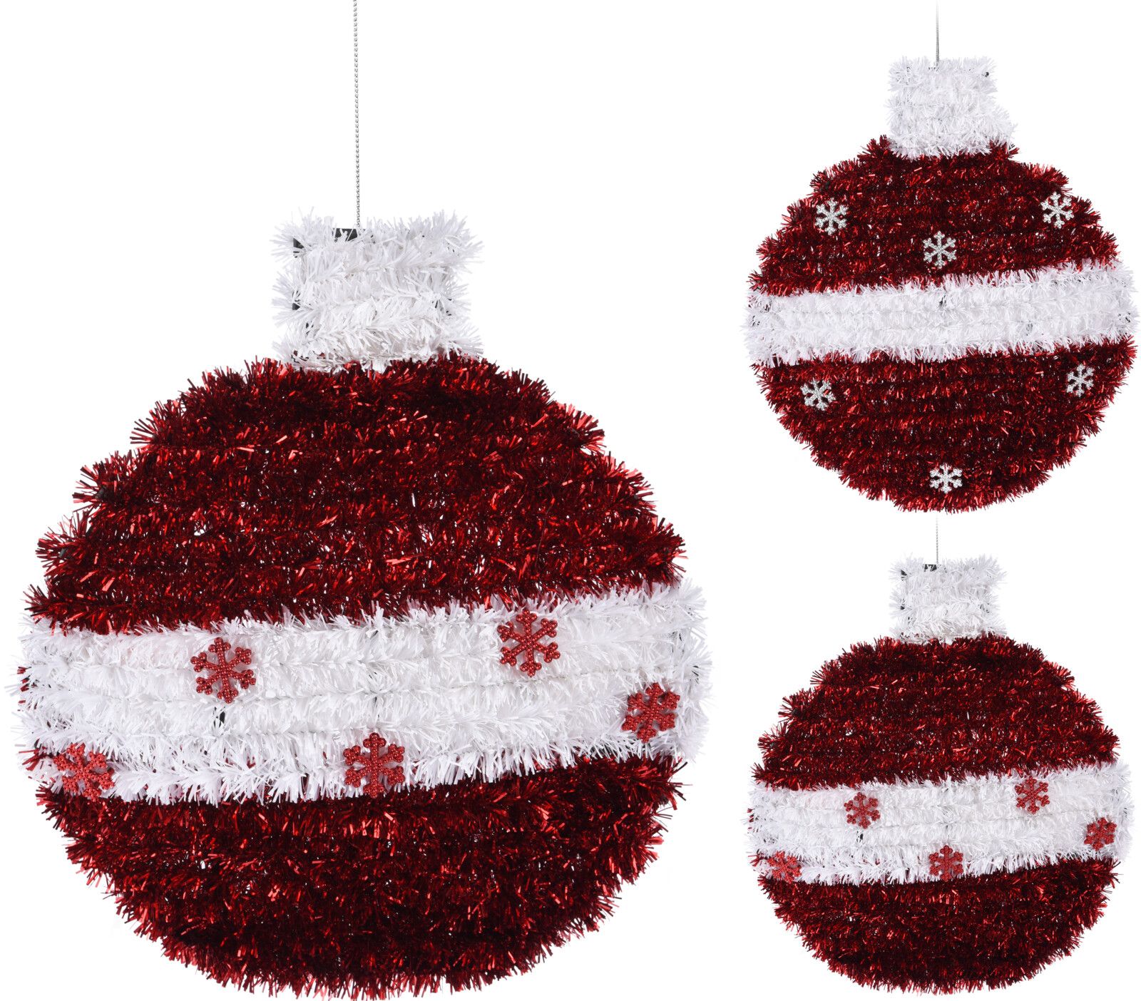 Изображение товара Новогодний шар из мишуры красный 25 см - праздничное елочное украшение