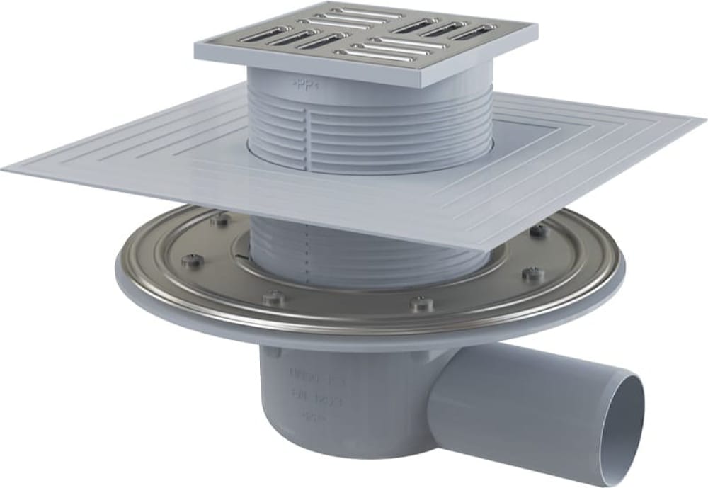 Изображение товара Трап горизонтальный AlcaPLAST APV1324 220x220 мм с мокрым гидрозатвором