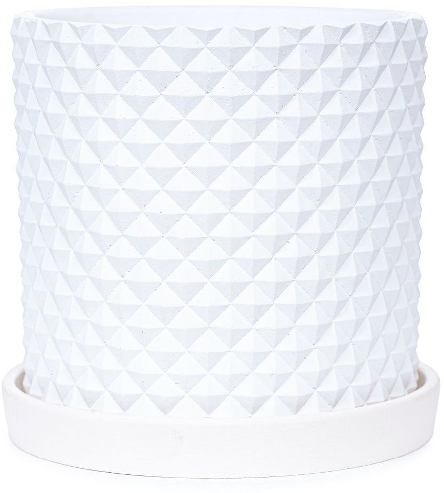 Изображение товара Бетонный горшок Белый D15 с авторским дизайном для комнатных растений