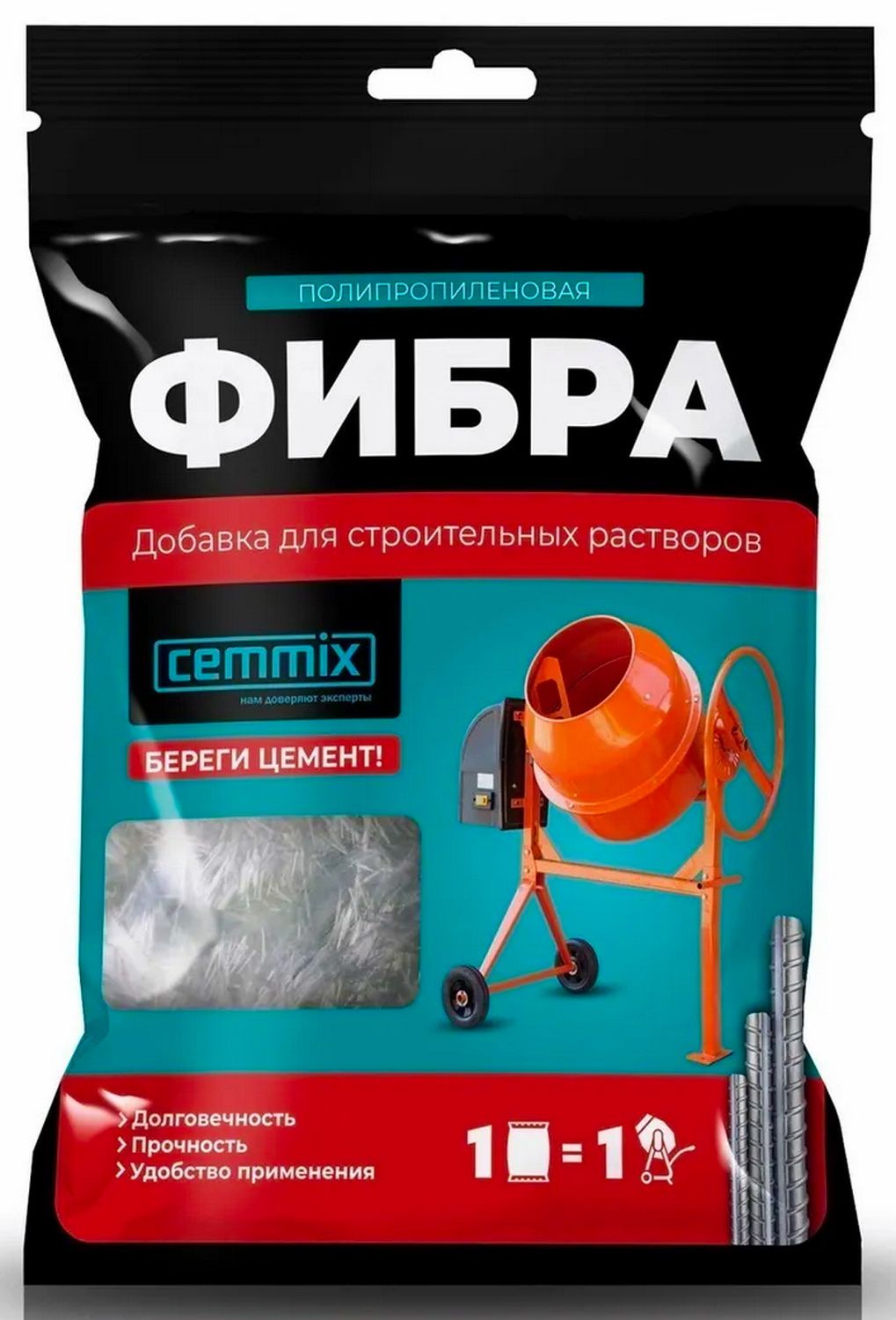 Изображение товара Фибра полипропиленовая Cemmix 150 гр для бетона и строительных растворов