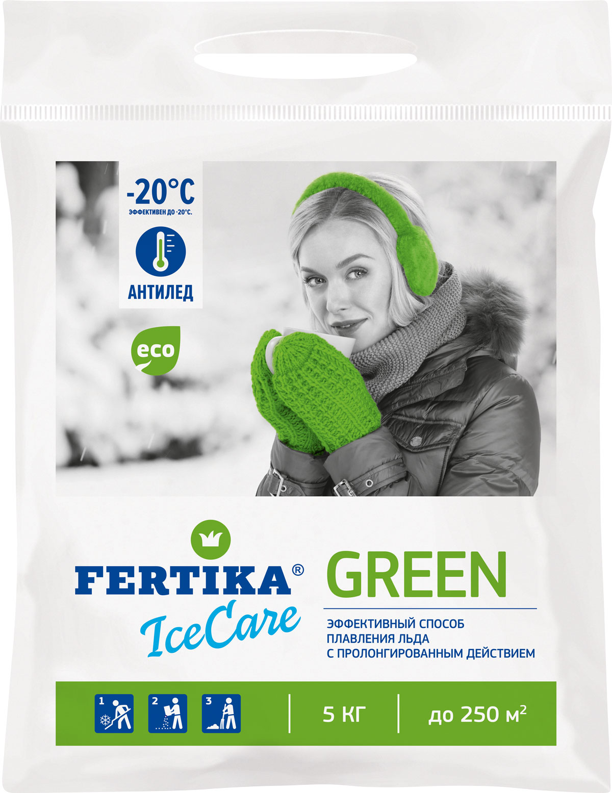 Изображение товара Противогололедный реагент FERTIKA Icecare Green 5 кг (пакет)
