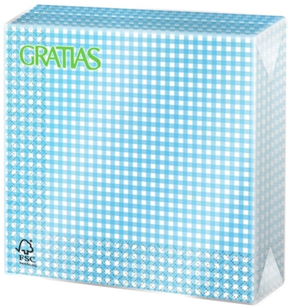 Изображение товара Бумажные салфетки клетка голубые 3 слоя 33х33 см для сервировки и уборки