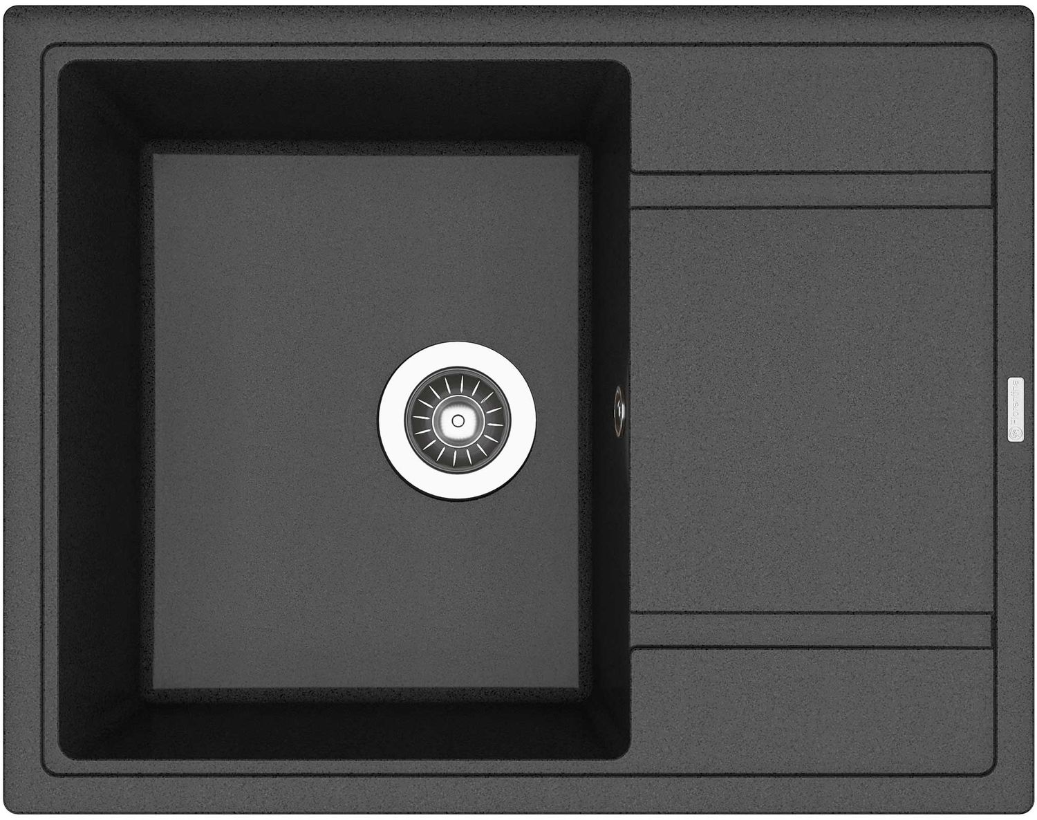 Изображение товара Мойка кухонная из кварца FLORTEK Стелла антрацит врезная с крылом