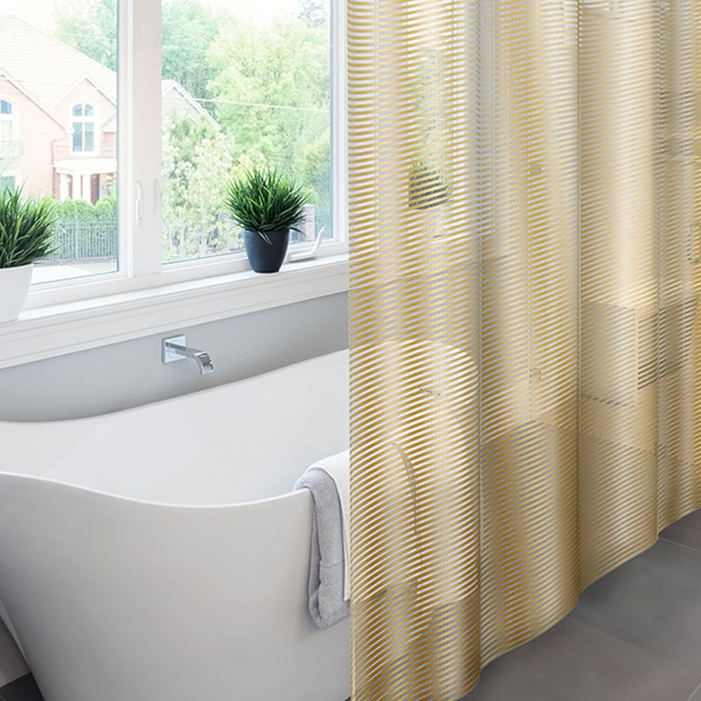 Изображение товара Штора для ванны 182x182 см ПВХ золотая водоотталкивающая MEIWA