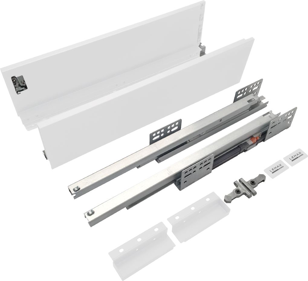 Изображение товара Комплект системы выдвижения Lembox H=84, 450 мм, белый, металлические направляющие