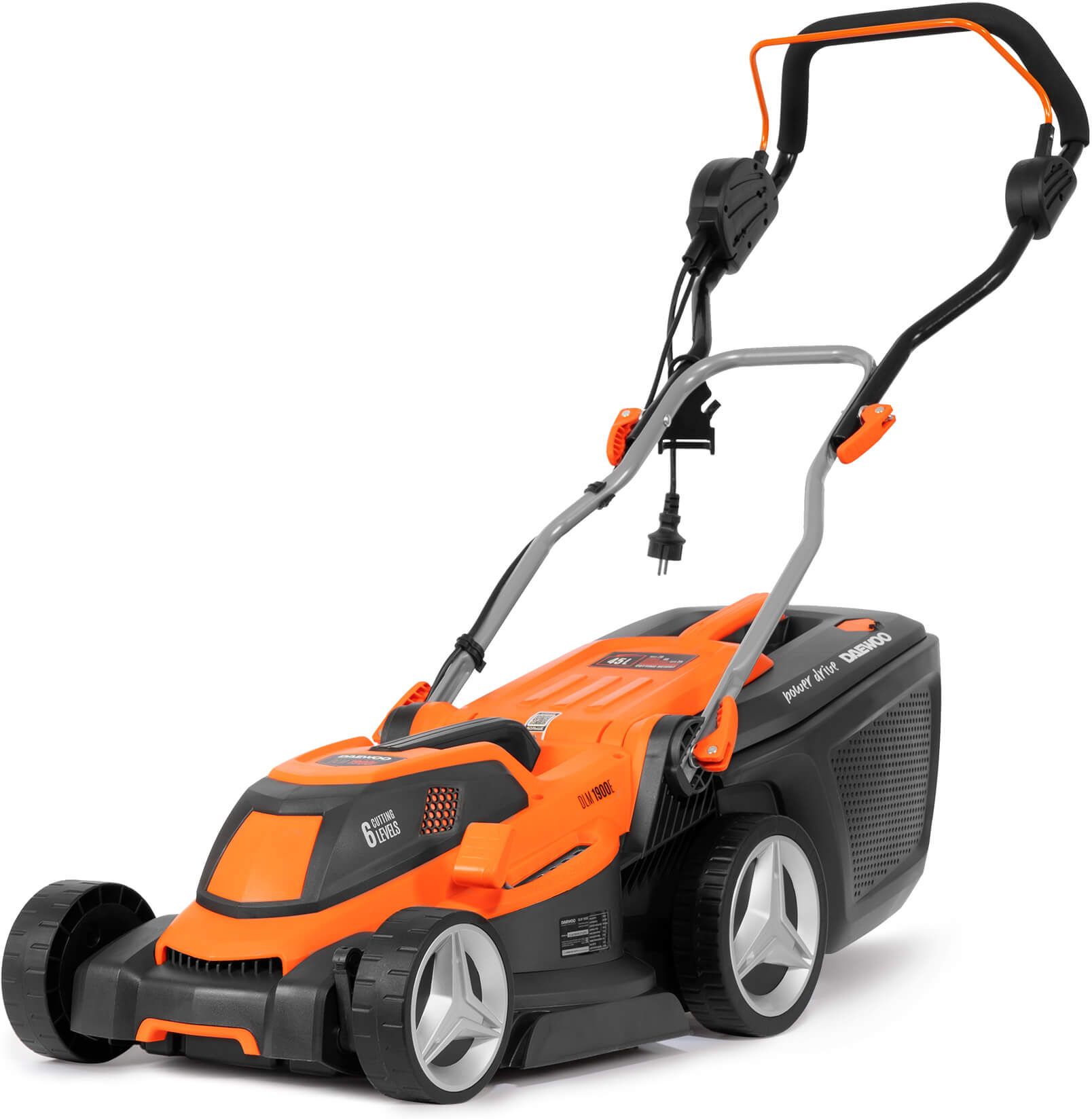 Изображение товара Электрическая газонокосилка DAEWOO DLM 1900E 1800 Вт, 38 см съемный травосборник