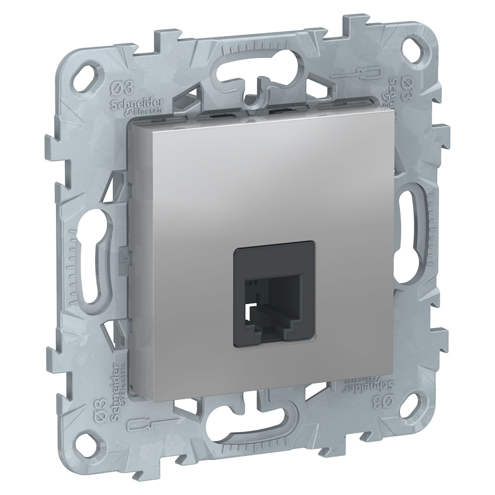 Изображение товара Розетка RJ-11 1 пост Schneider Electric Unica New алюминий серебристая
