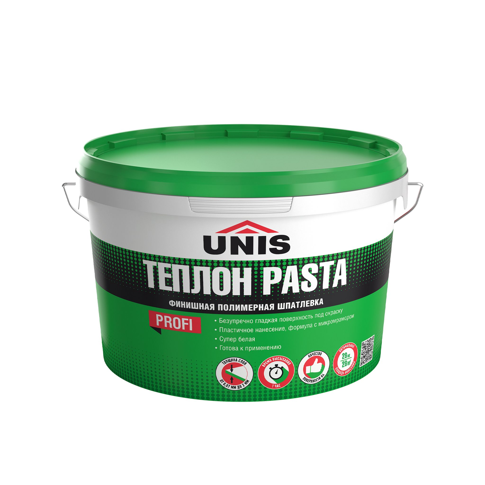 Изображение товара Шпаклевка финишная полимерная UNIS ТЕПЛОН Pasta 28 кг для внутренних работ