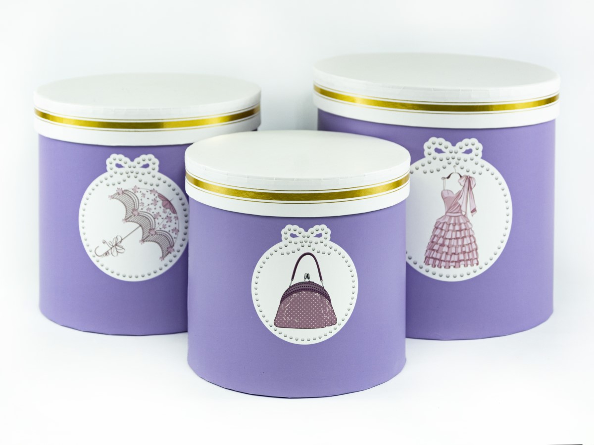 Изображение товара Коробка круглая сиреневый 16 см