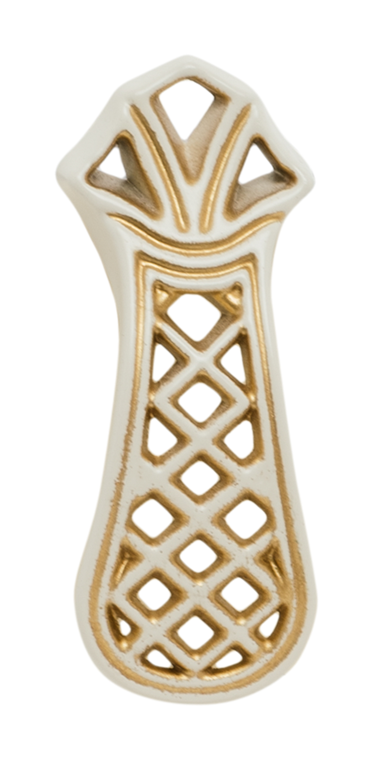 Изображение товара Ручка-кнопка белая с золотым покрытием KERRON RK-041 WG стильная и удобная