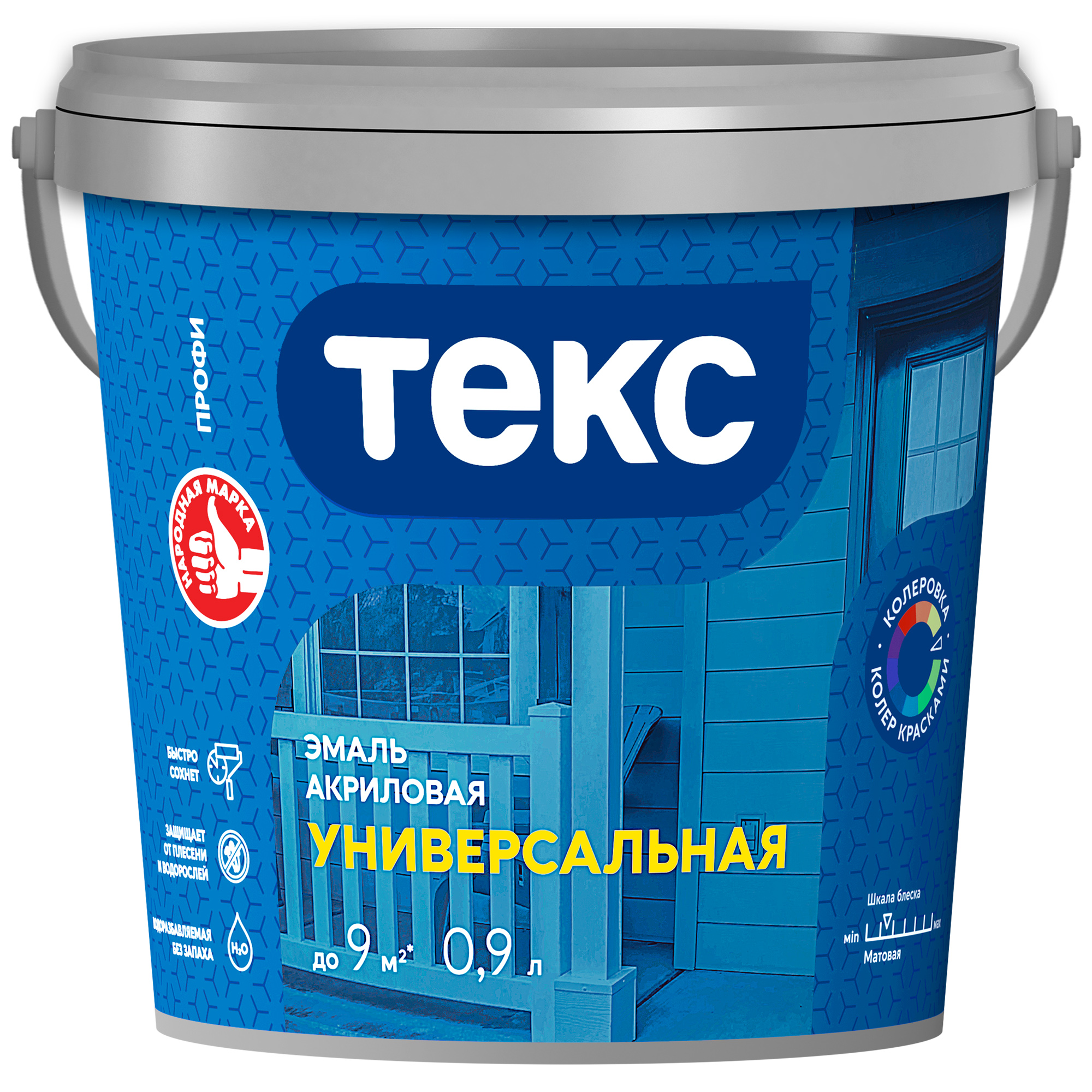 Изображение товара Эмаль ТЕКС Универсальная акриловая ПРОФИ белая матовая 0,9 л