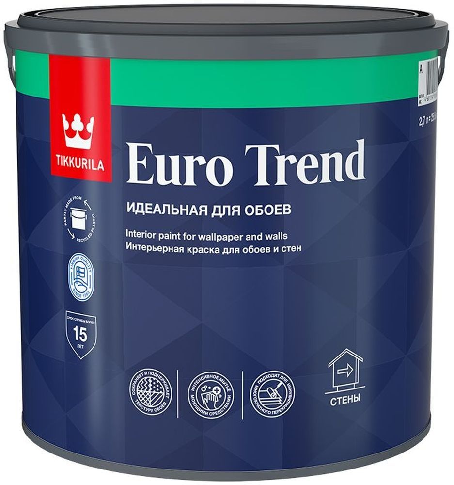 Изображение товара Краска для обоев и стен Tikkurila Euro Trend матовая 2,7 л