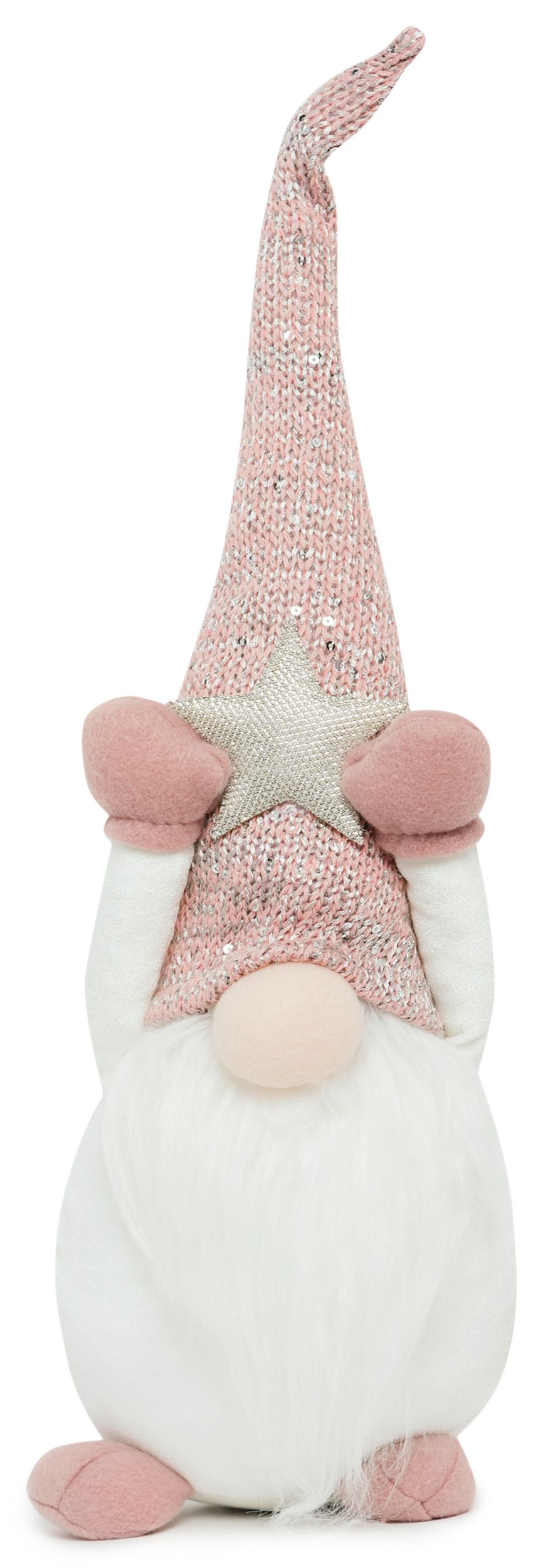 Изображение товара Декоративная фигура Санта со звездой розовый 45 см для новогоднего декора