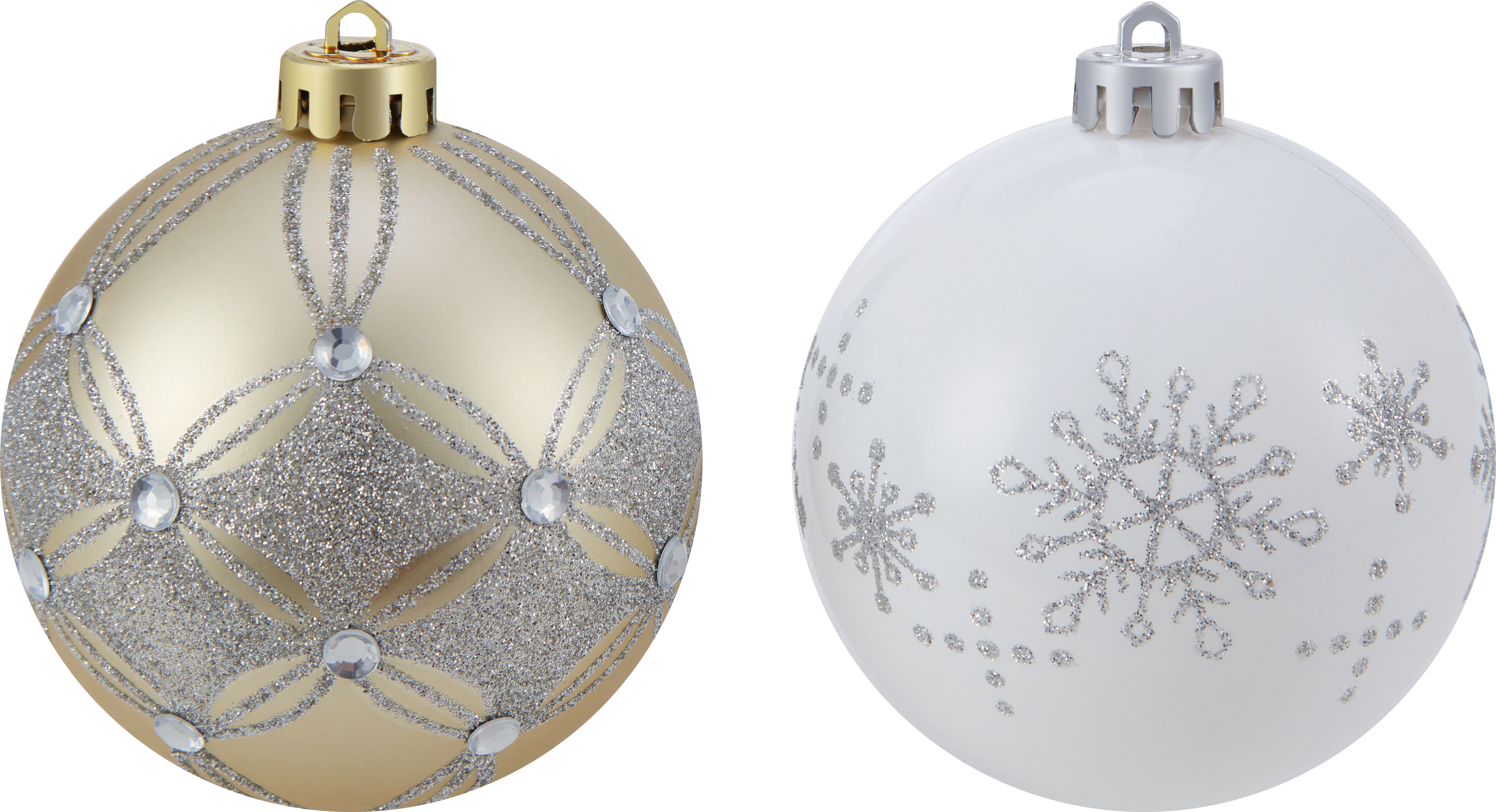 Изображение товара Шар на елку пластиковый белый/шампань 8 см