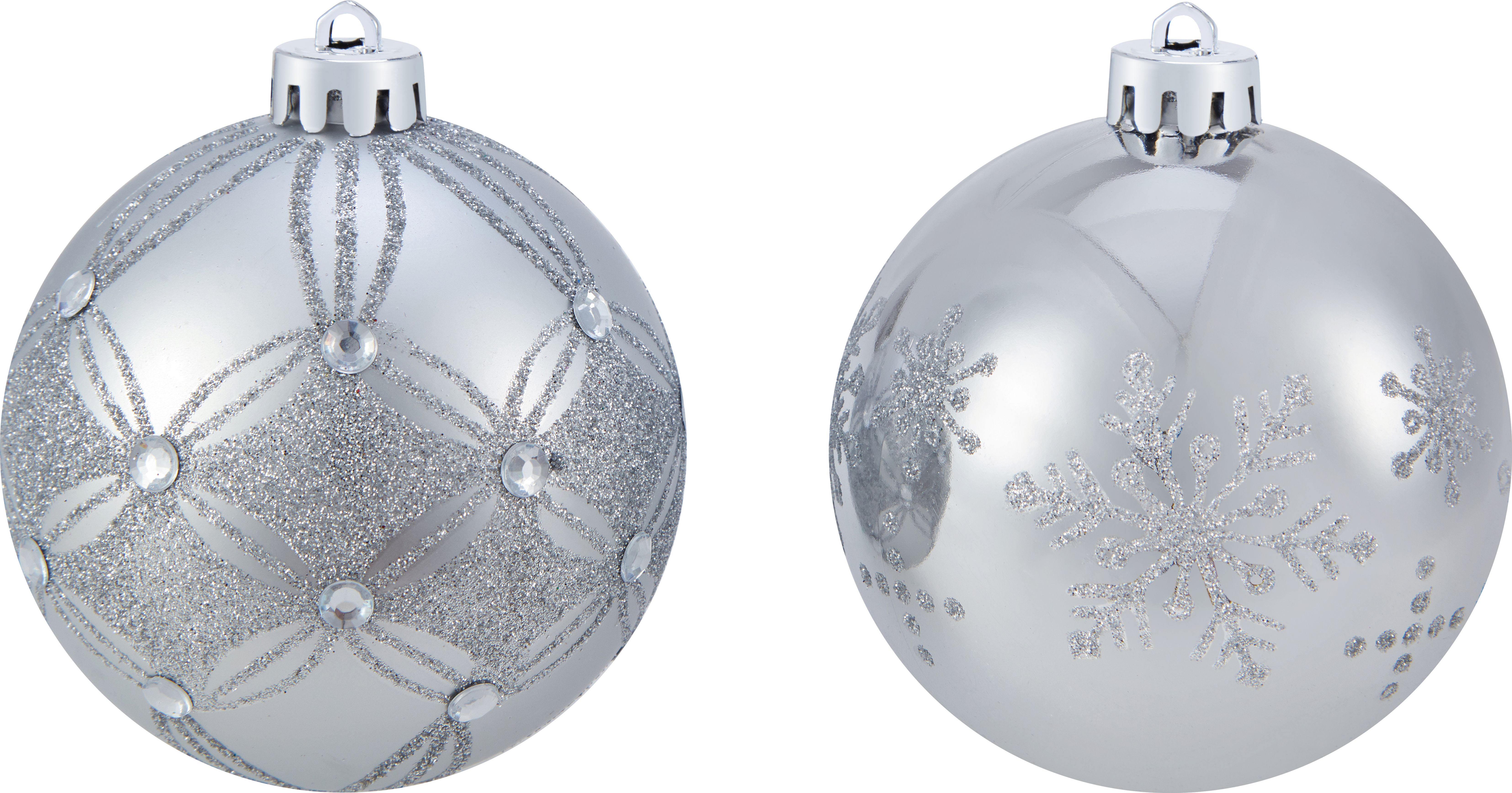 Изображение товара Шар на елку пластиковый серебряный 8 см - идеальное новогоднее украшение