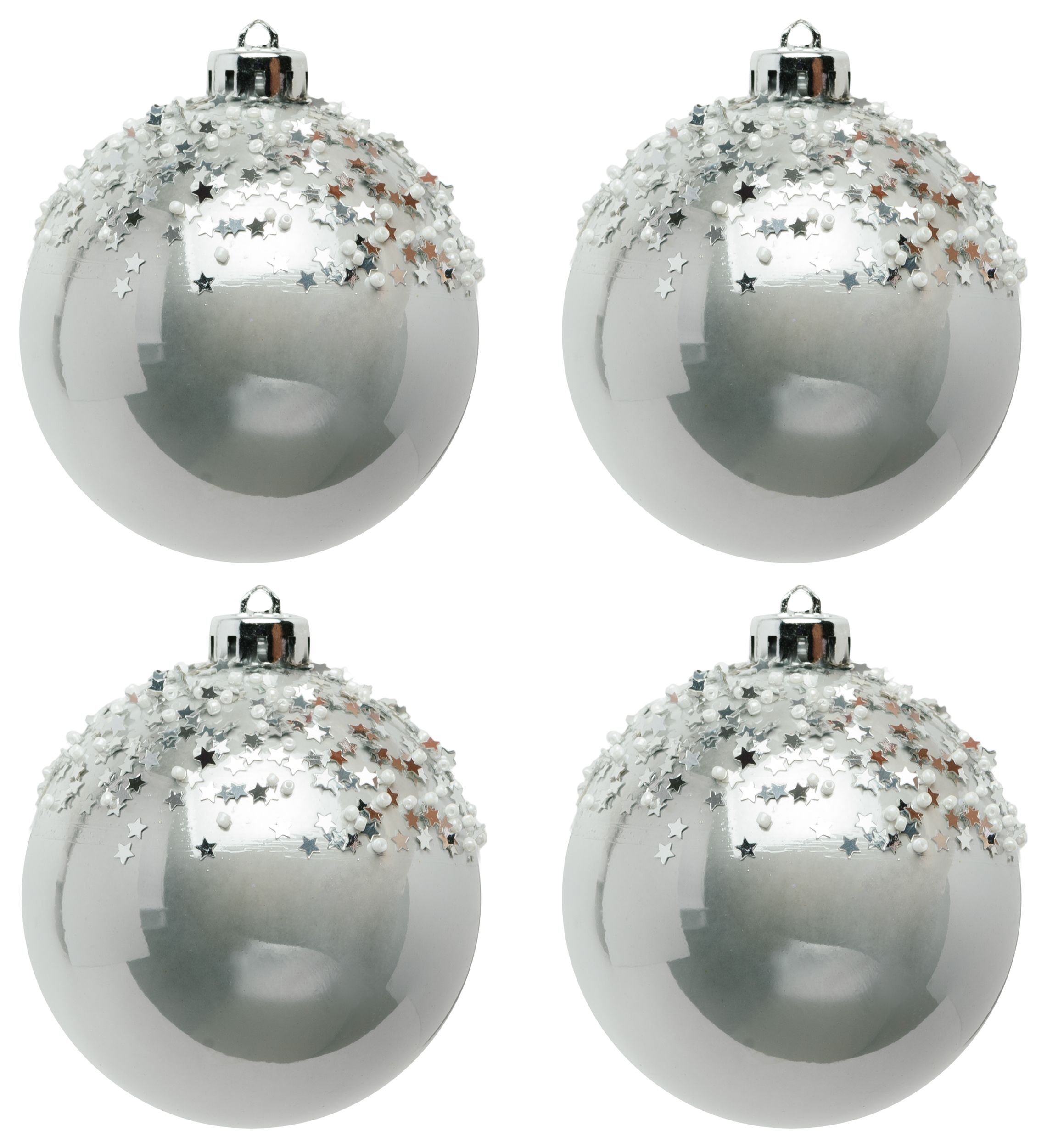 Изображение товара Пластиковый серебряный шар на елку 8 см новогоднее украшение