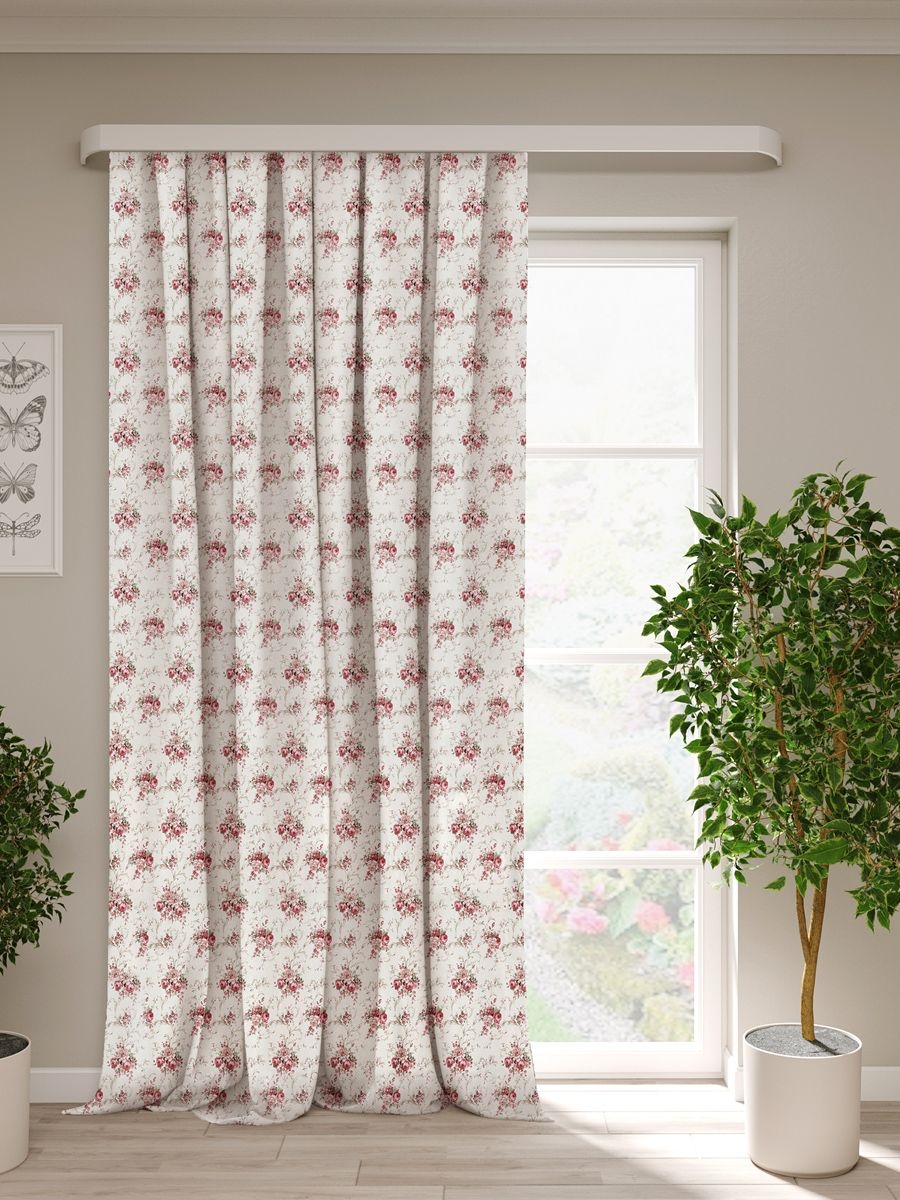 Изображение товара Штора блэкаут Розовая букетик 200х270 см с печатным рисунком