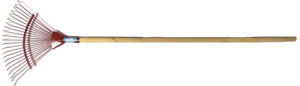 Изображение товара Грабли веерные Модерн с деревянным черенком, 22 зубья для листьев мусора садовые