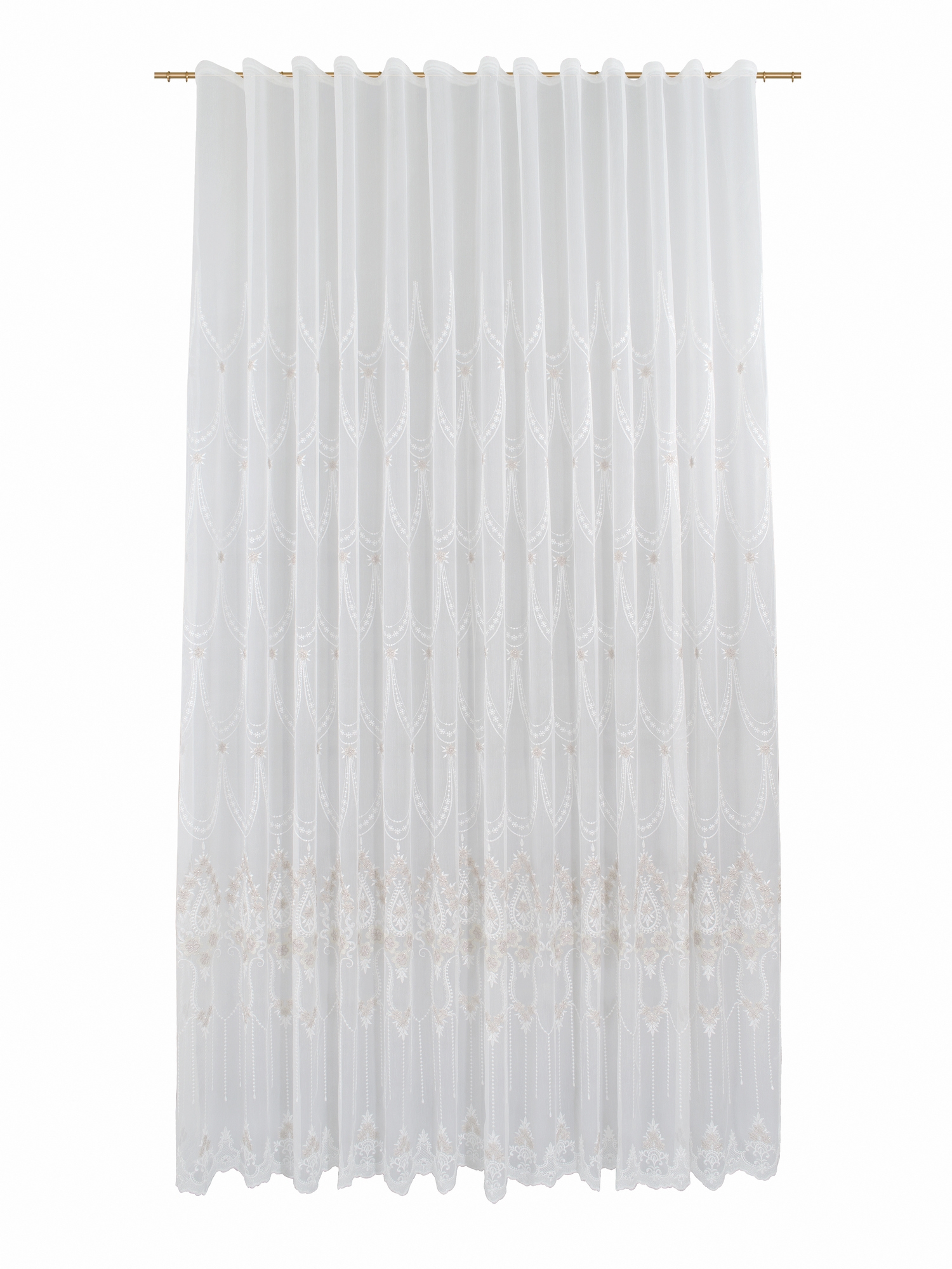 Изображение товара Штора тюль Вышивка бело-бежевая 300х280 см для уютного интерьера