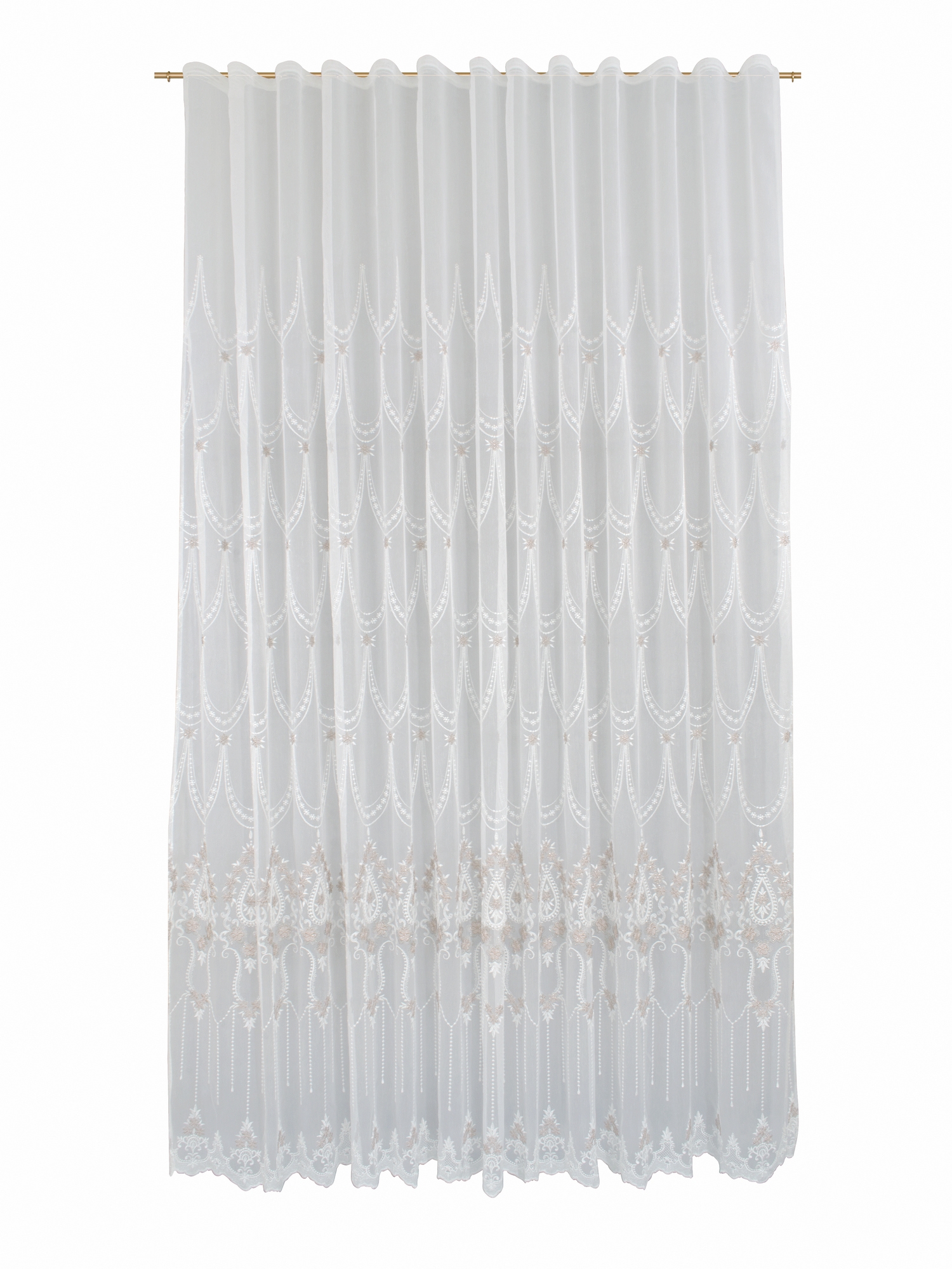 Изображение товара Штора тюль с вышивкой бело-медная 300х280 см для стильного интерьера