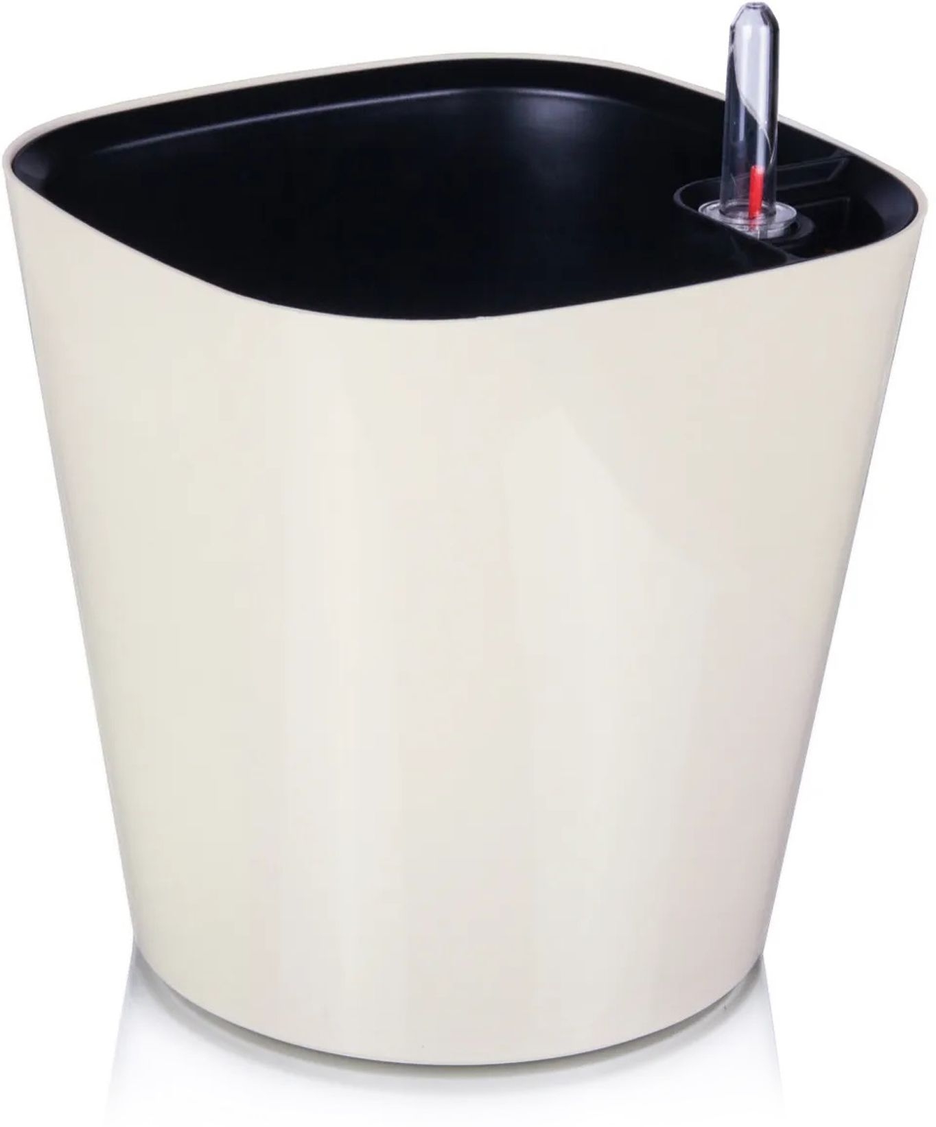 Изображение товара Пластиковый квадратный горшок с автополивом D21 H19 кремовый