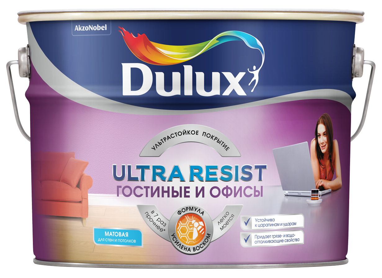 Изображение товара Интерьерная матовая краска DULUX Ultra Resist 9 л высокая износостойкость