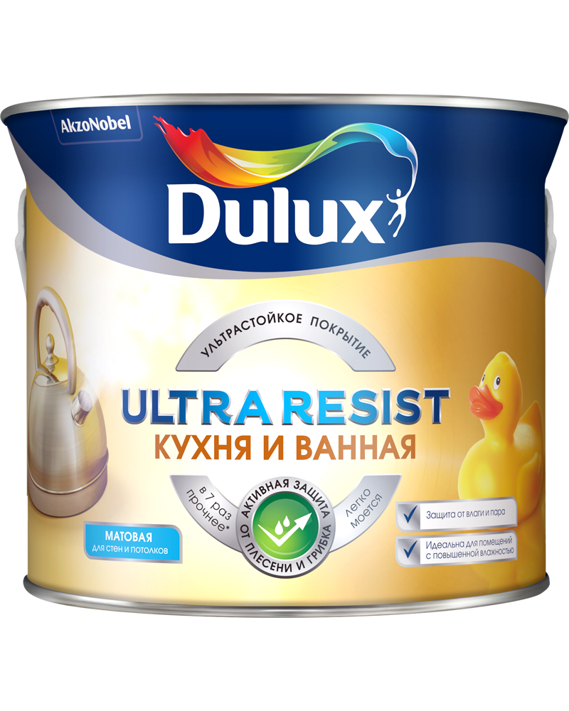 Изображение товара Интерьерная матовая краска DULUX Ultra Resist 2.5 л для стен и потолков