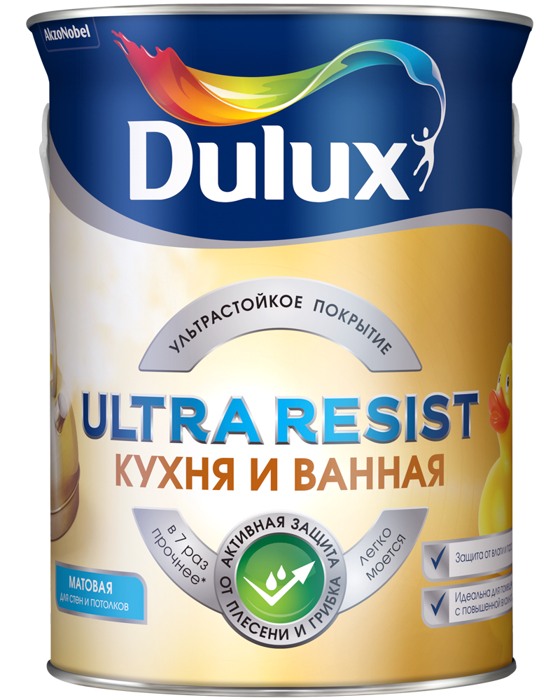 Изображение товара Интерьерная матовая краска Dulux Ultra Resist 5 л для стен и потолков