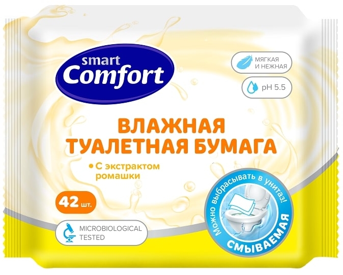 Изображение товара Влажная биоразлагаемая туалетная бумага COMFORT SMRO 42 шт