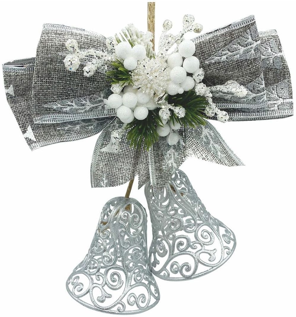 Изображение товара Ёлочная игрушка Колокольчик Handbel-4 ажурно серебристый бант 150x300 мм