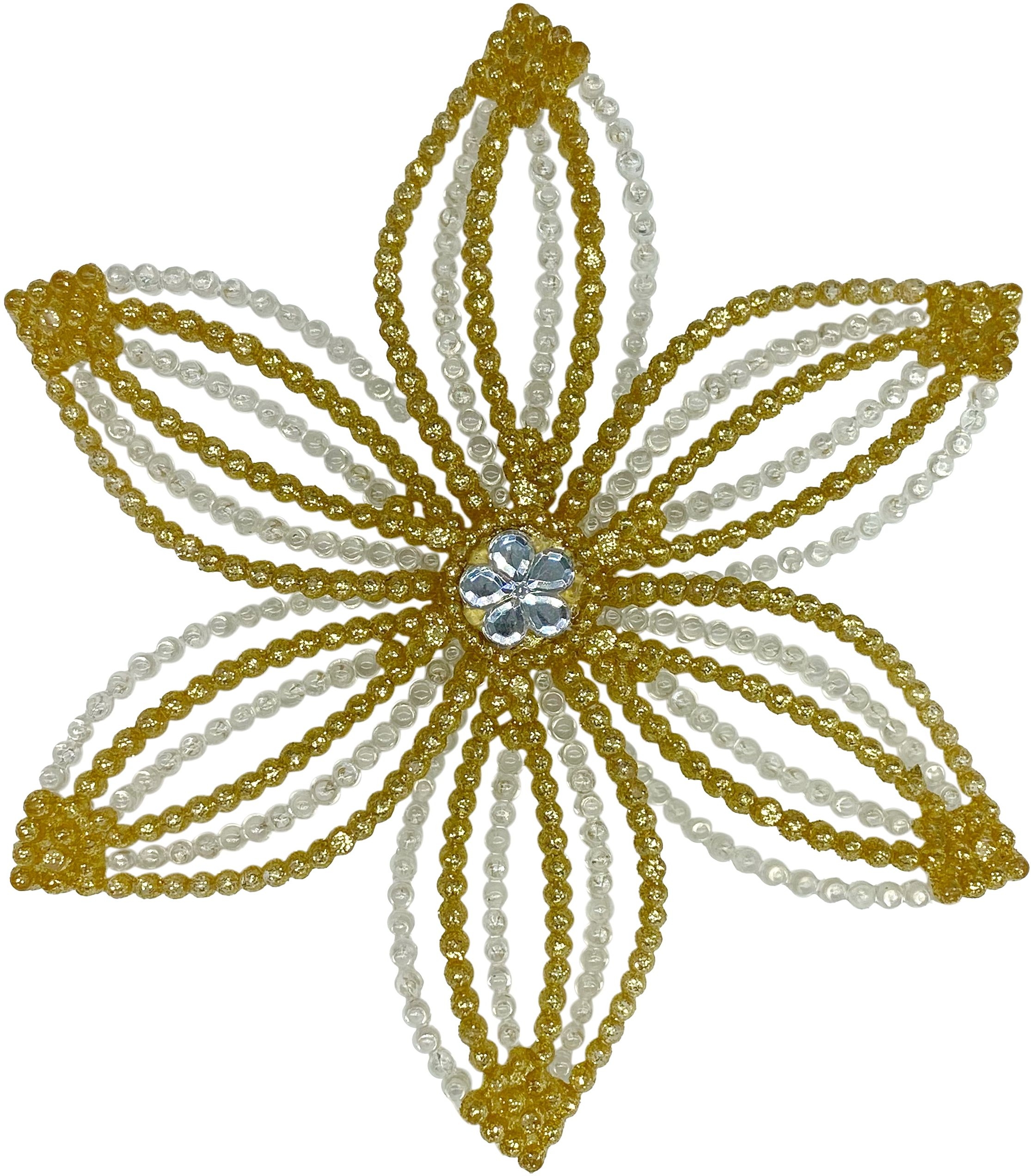 Изображение товара Ёлочная игрушка Снежинка EDEL 00-3 эдельвейс золотая/прозрачная 120x40 мм