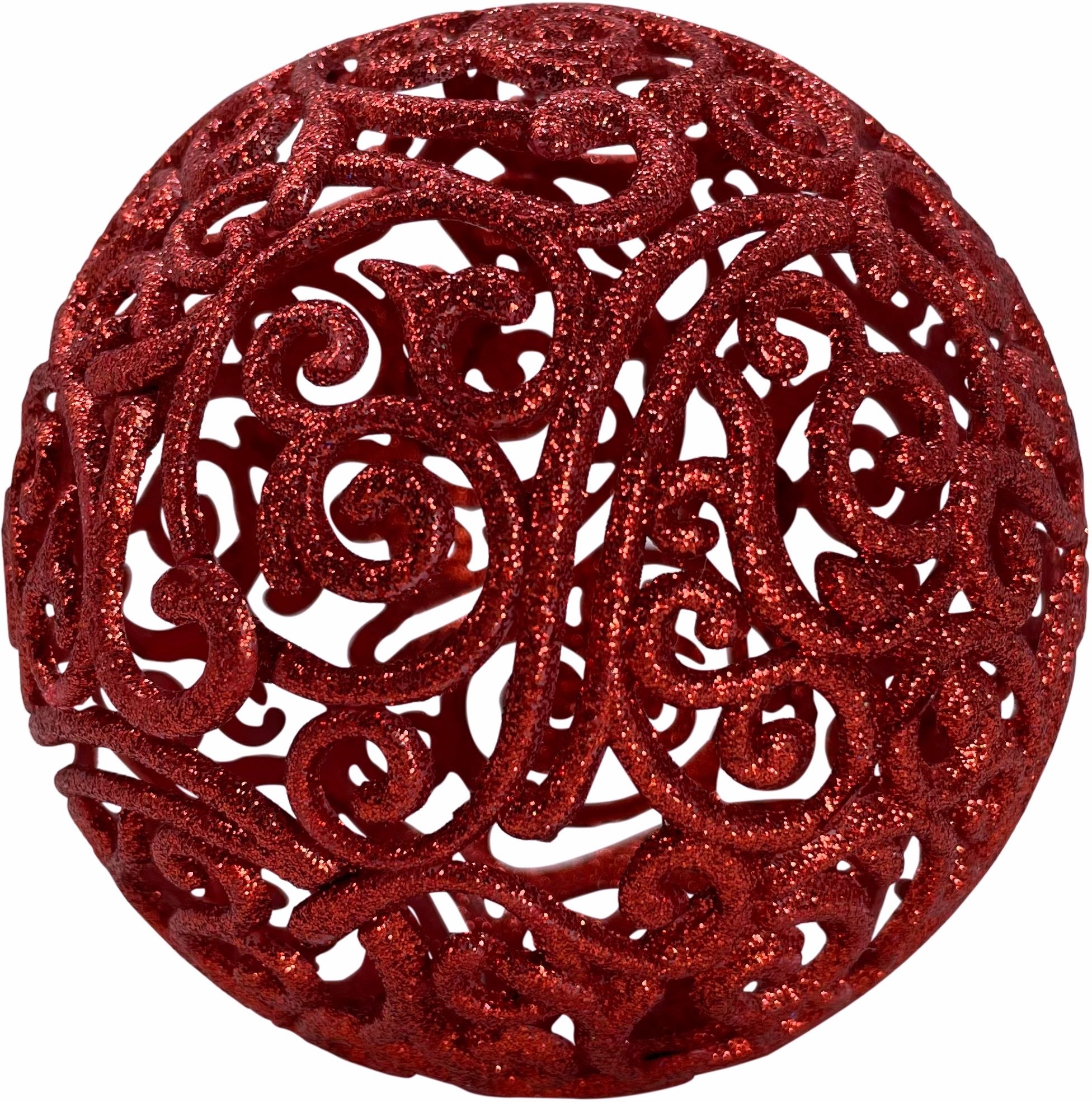 Изображение товара Новогодний ажурный шар красный D80 мм - елочные украшения для праздничной елки