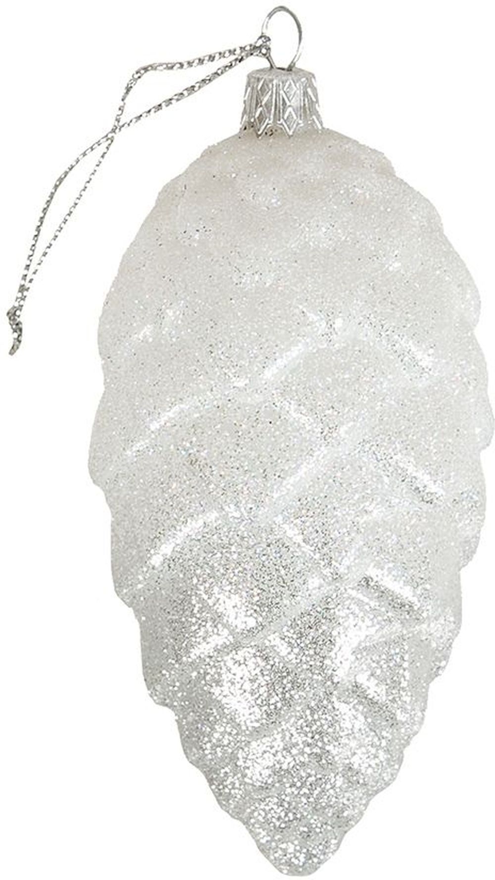Изображение товара Ёлочная игрушка Шишка Cone-4 объем серебро 70х70х100 мм для новогоднего декора