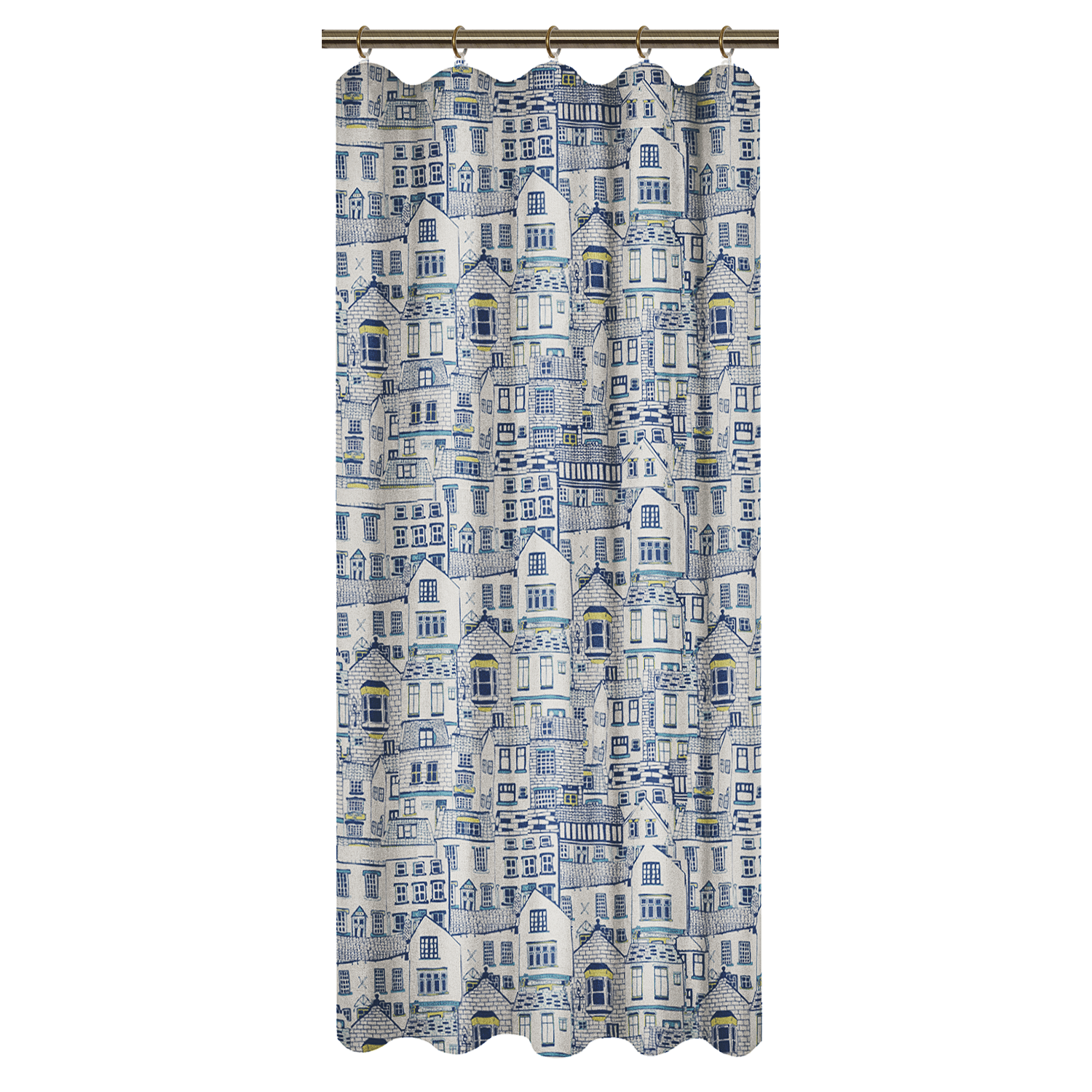 Изображение товара Штора хлопок на ленте Город 145х180 см для кухни стильная и практичная