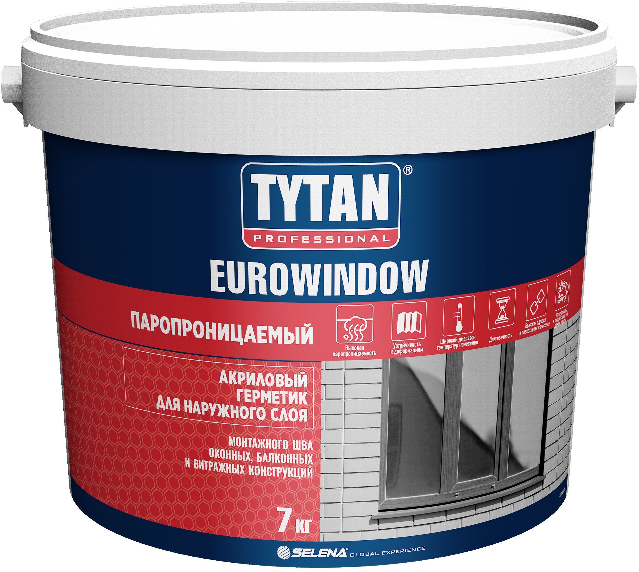 Изображение товара TYTAN Professional EUROWINDOW Герметик Акриловый Наружный 7кг белый
