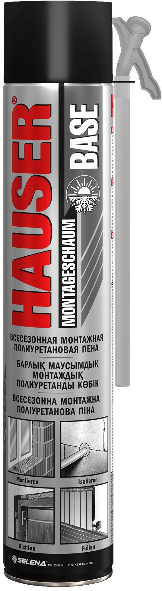 Изображение товара Пена монтажная полиуретановая Hauser BASE всесезонная 500 г
