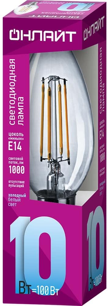 Изображение товара Лампа светодиодная свеча E14 10 Вт 4000 К filament холодный свет