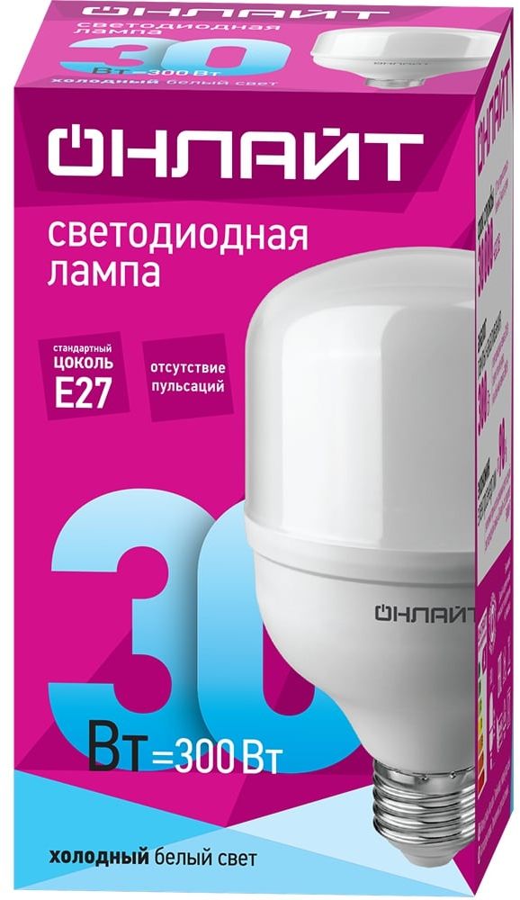 Изображение товара Лампа светодиодная т80 E27 30 Вт 4000 К холодный свет