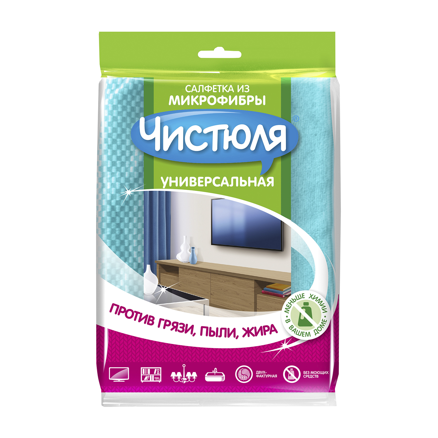 Изображение товара Салфетка Чистюля универсальная из микрофибры, 1 шт