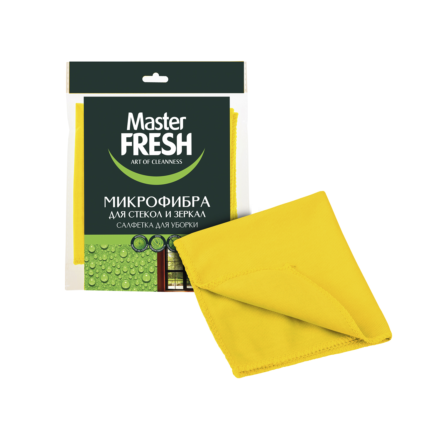 Изображение товара Салфетка для стекол и зеркал Mr. Fresh из микрофибры 30х30 см, 1 шт.