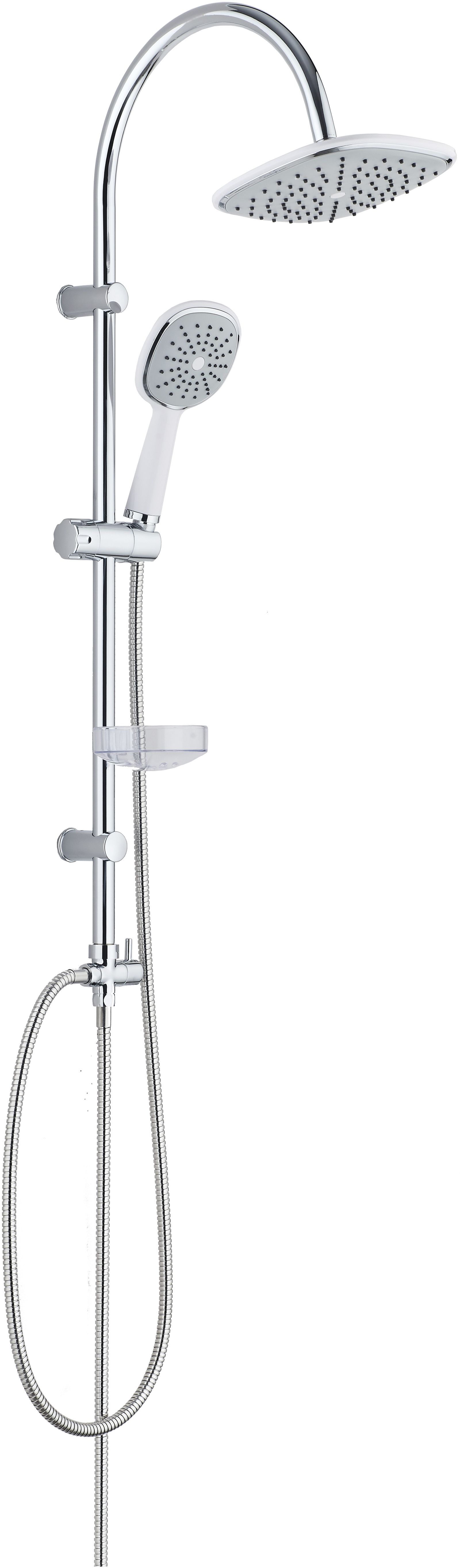 Изображение товара Душевой гарнитур NEVADA с верхним душем d200 мм нержавеющая сталь хром модерн