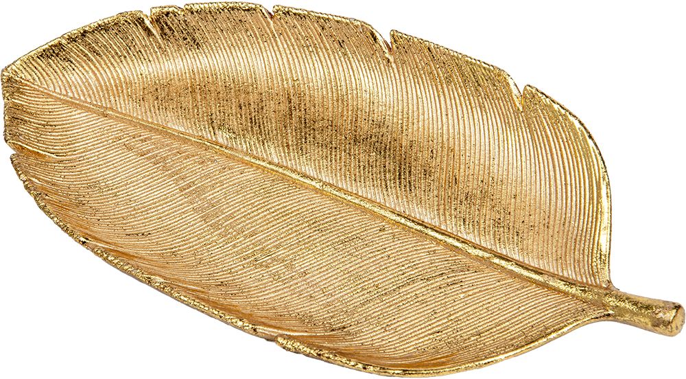 Изображение товара Декоративное блюдо Пальмовый лист 28x13 см золотое праздничный декор